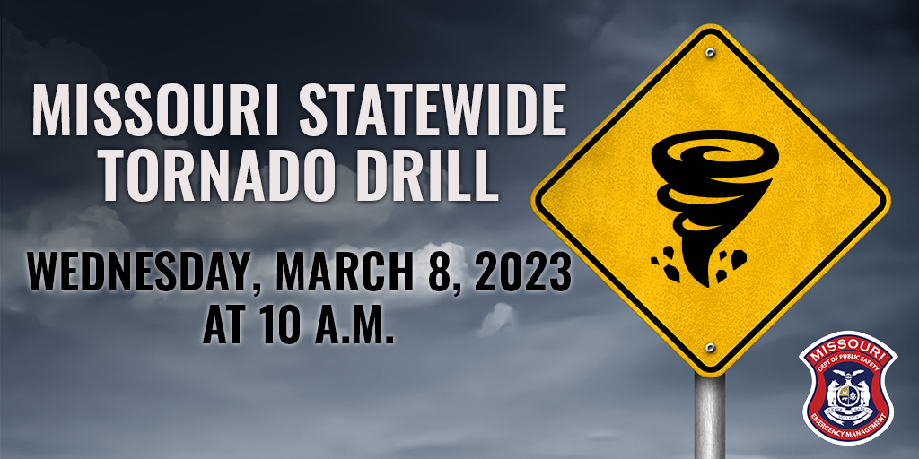 Statewide Tornado Drill Wednesday March, 8, 2023 at 10am