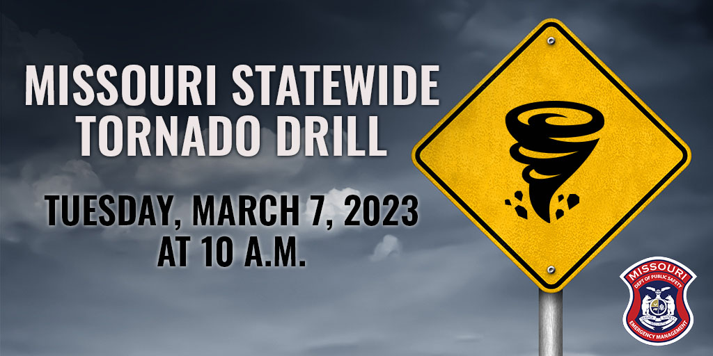 Statewide Tornado Drill Tuesday March, 7, 2023 at 10am